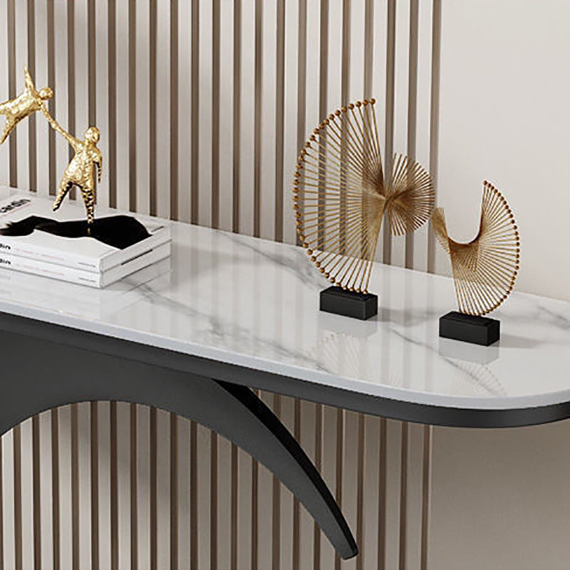 Contemporary Stone Console Table Half Moon Console Sofa Table for Hall