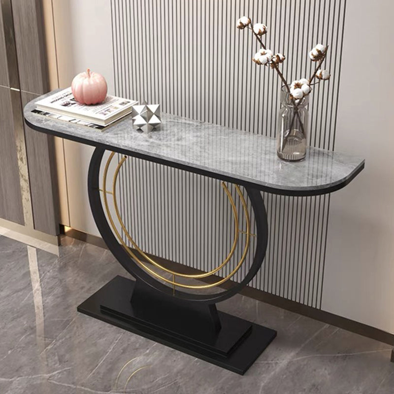Contemporary Console Accent Table Antique Finish Half Moon Console
