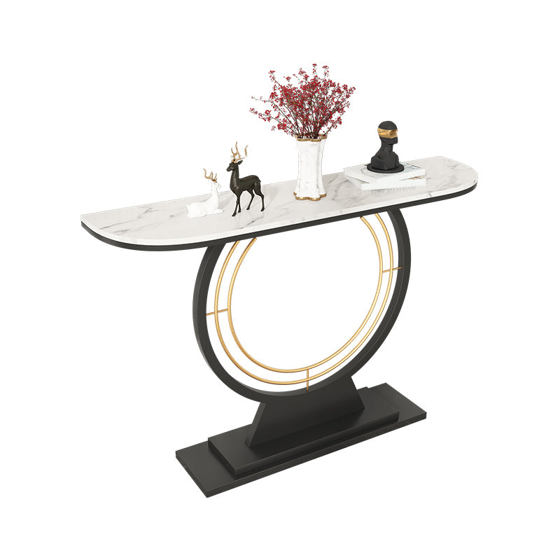 Contemporary Console Accent Table Antique Finish Half Moon Console