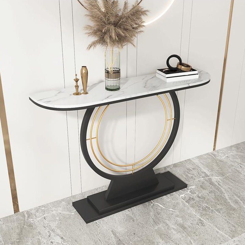Contemporary Console Accent Table Antique Finish Half Moon Console