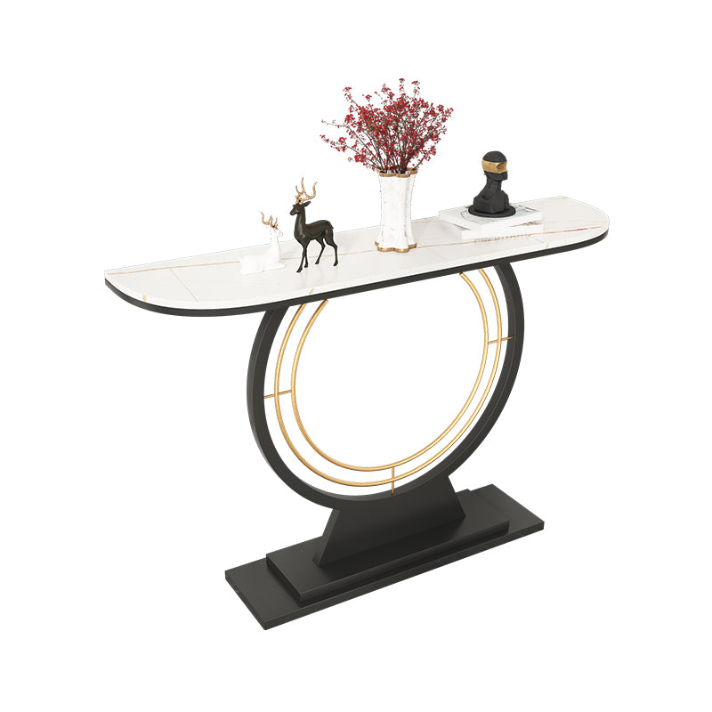 Contemporary Console Accent Table Antique Finish Half Moon Console