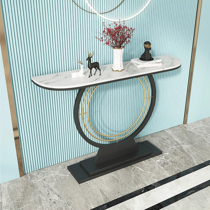 Contemporary Console Accent Table Antique Finish Half Moon Console