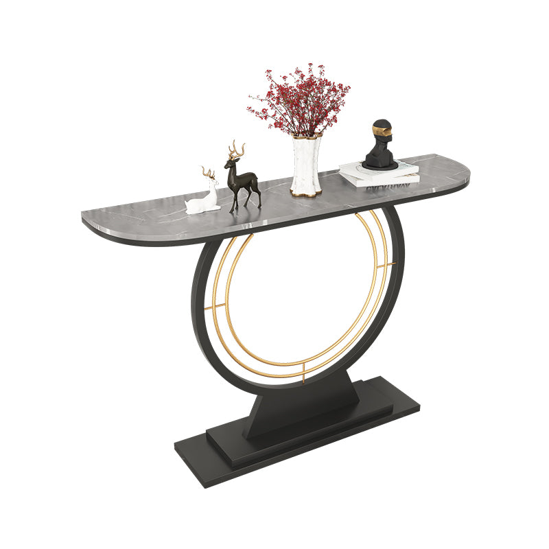 Contemporary Console Accent Table Antique Finish Half Moon Console