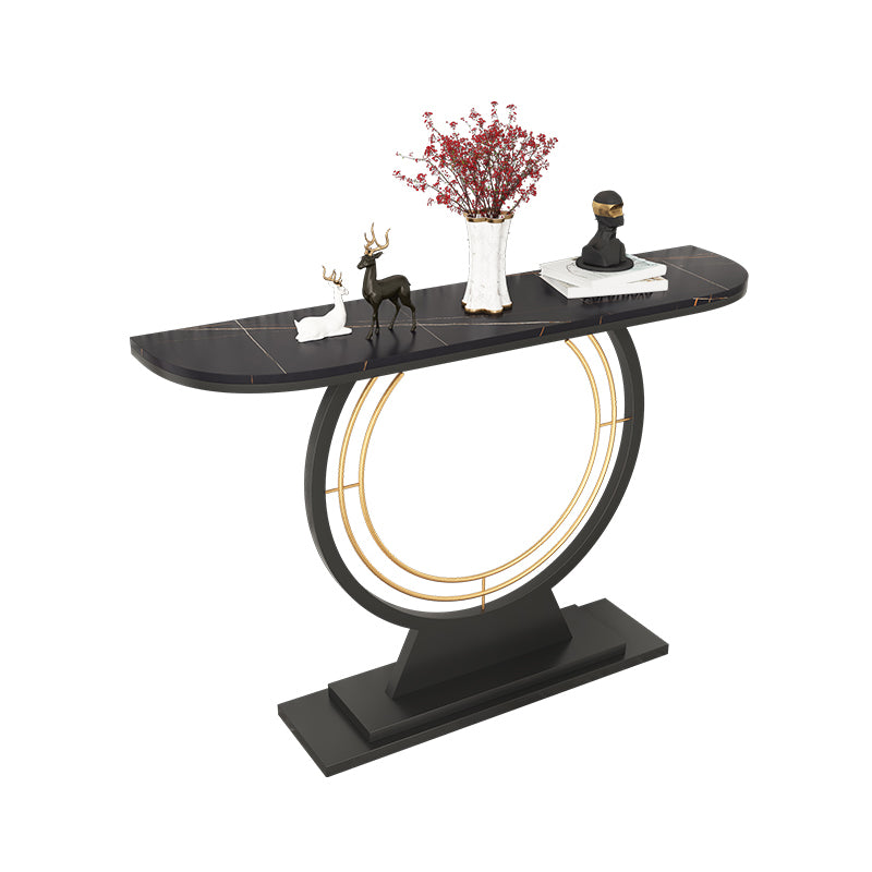 Contemporary Console Accent Table Antique Finish Half Moon Console