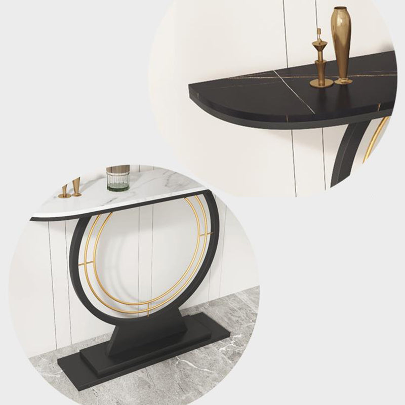 Contemporary Console Accent Table Antique Finish Half Moon Console