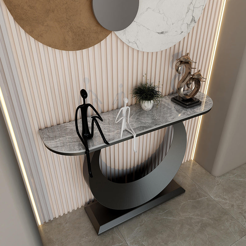 Modern Half Moon Console Table Antique Finish Console Sofa Table