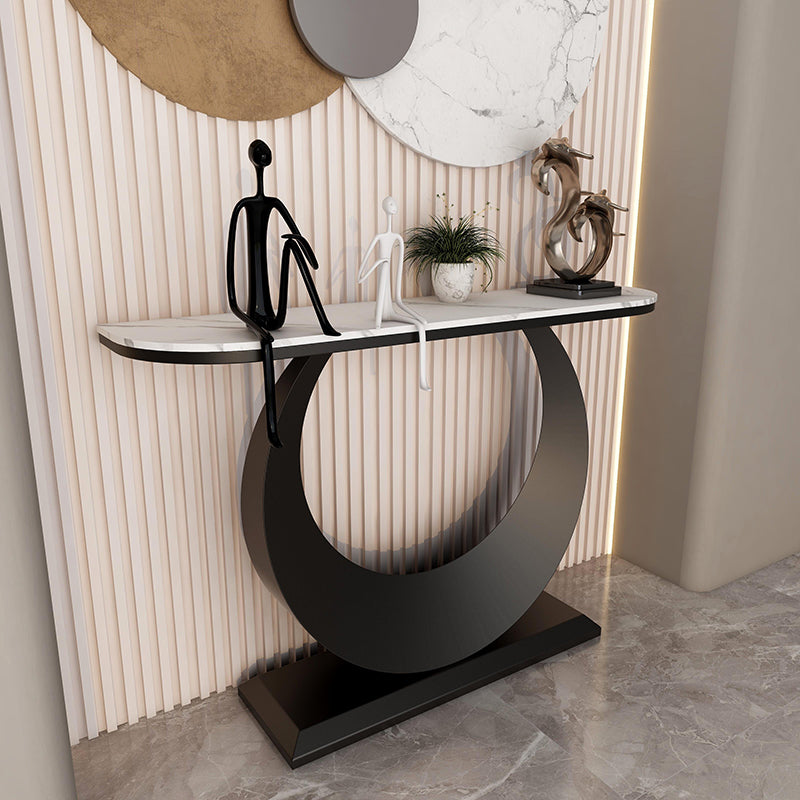 Modern Half Moon Console Table Antique Finish Console Sofa Table