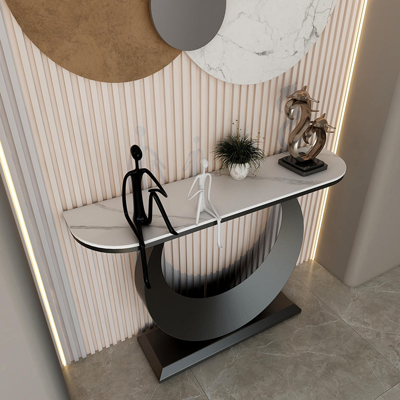 Modern Half Moon Console Table Antique Finish Console Sofa Table