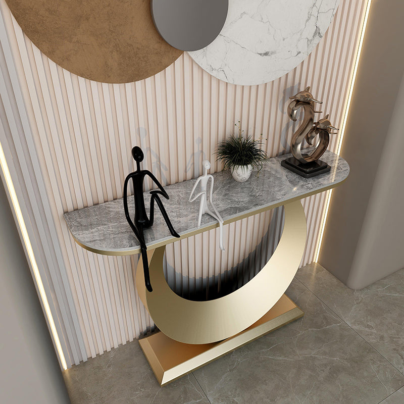 Modern Half Moon Console Table Antique Finish Console Sofa Table