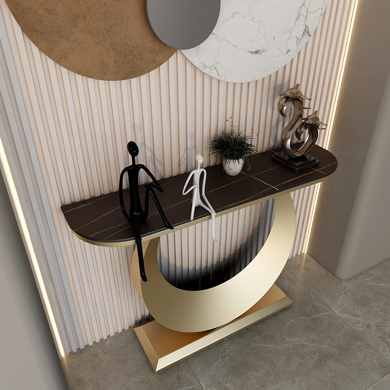 Modern Half Moon Console Table Antique Finish Console Sofa Table