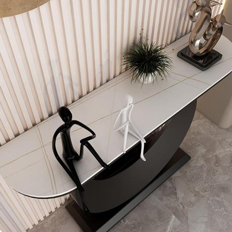 Modern Half Moon Console Table Antique Finish Console Sofa Table