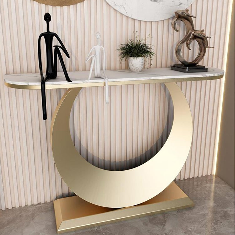 Modern Half Moon Console Table Antique Finish Console Sofa Table
