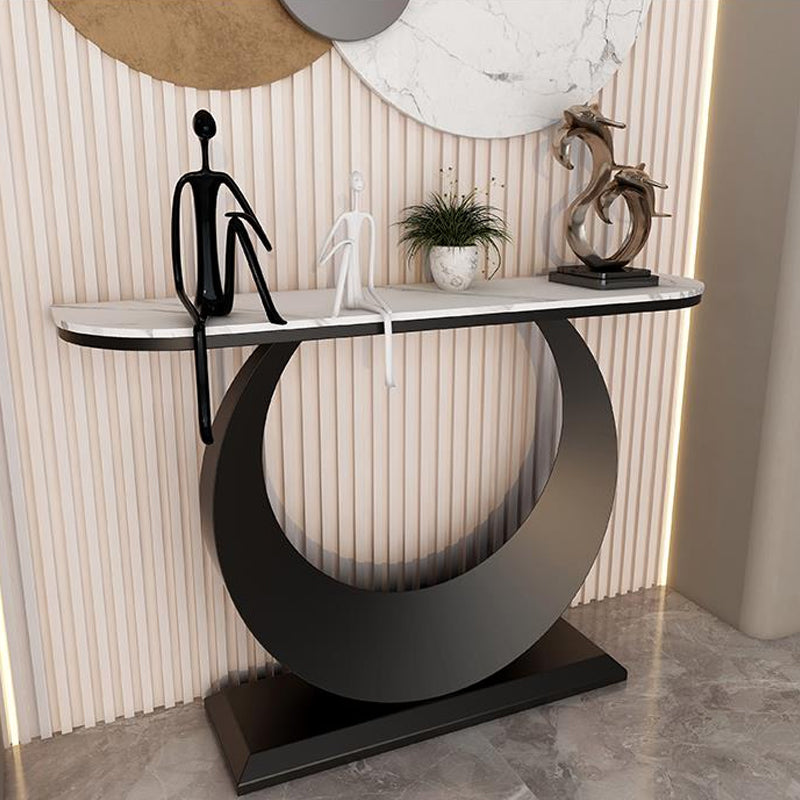 Modern Half Moon Console Table Antique Finish Console Sofa Table