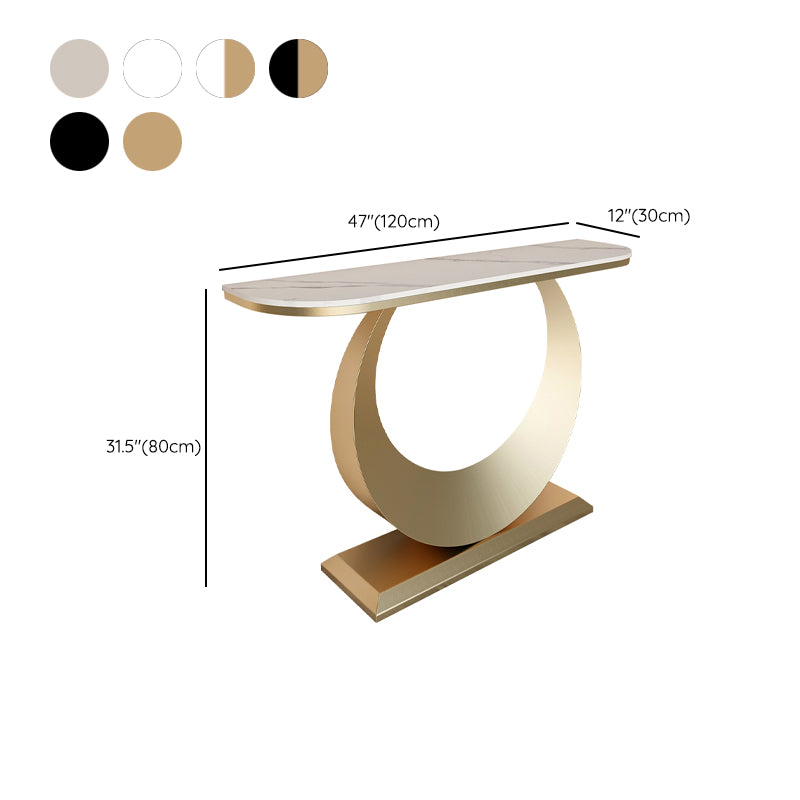 Modern Half Moon Console Table Antique Finish Console Sofa Table