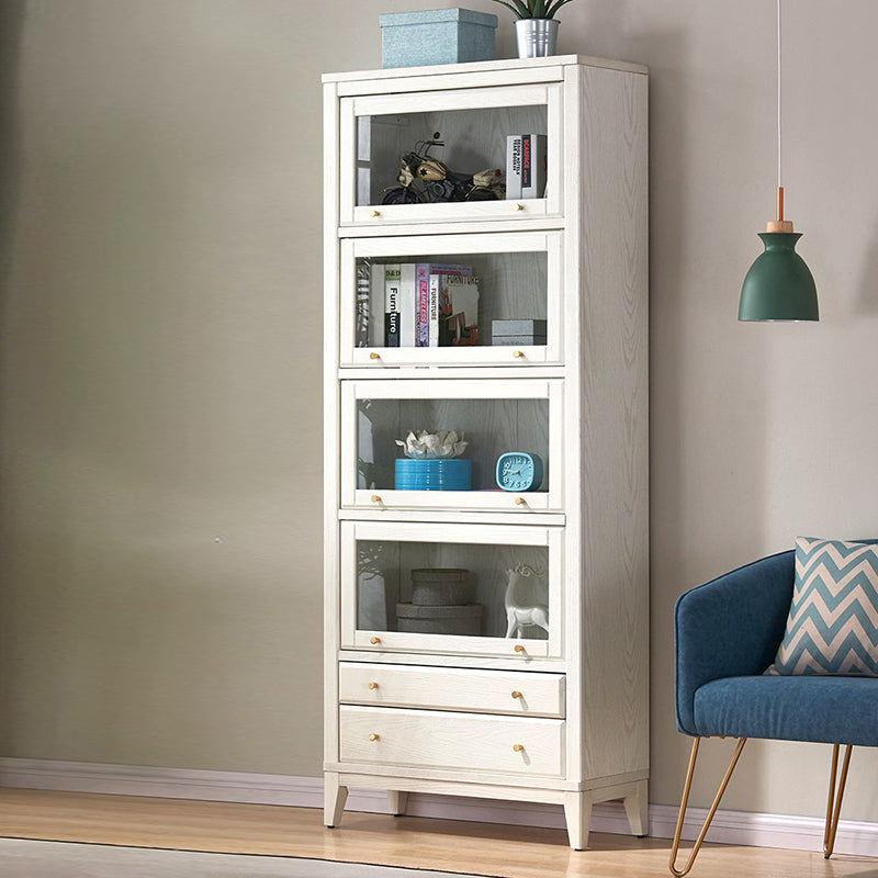 Modern Closed Back Bookcase Standard White Wood Bookshelf with Doors