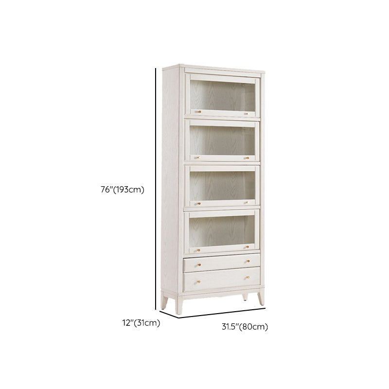 Modern Closed Back Bookcase Standard White Wood Bookshelf with Doors