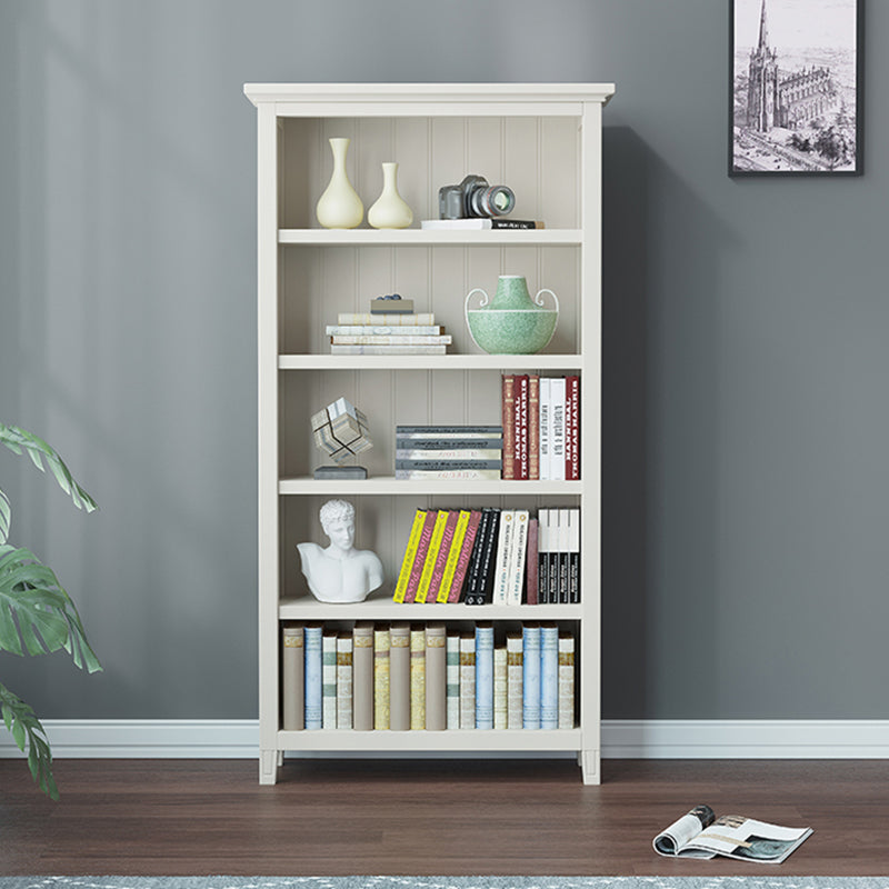 Modern Style Closed Back Book Shelf Standard Wooden Bookcase in White
