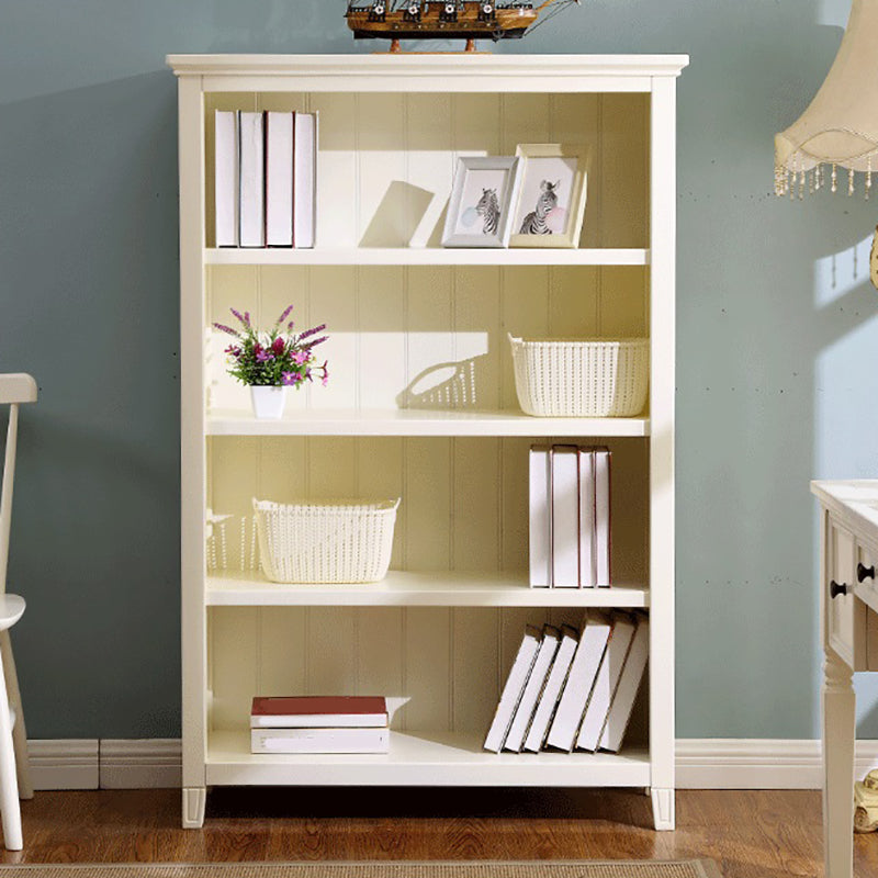 Modern Style Closed Back Book Shelf Standard Wooden Bookcase in White