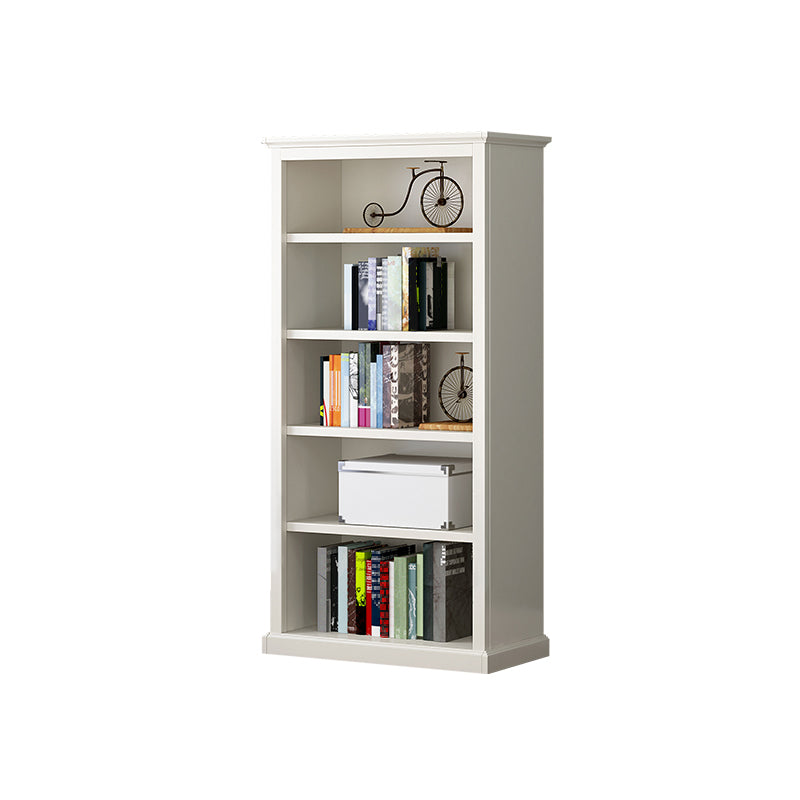 Modern Style Closed Back Bookshelf Standard Wooden Bookcase in White