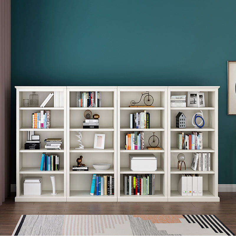 Modern Style Closed Back Bookshelf Standard Wooden Bookcase in White