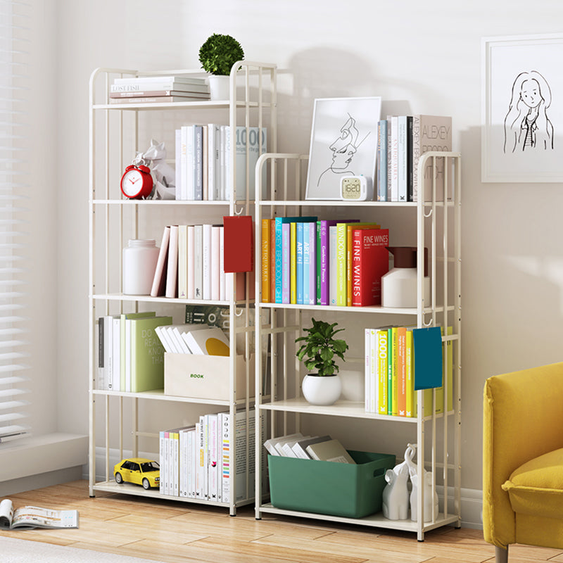 Contemporary Metal Bookcase Standard Closed Back Bookshelf with Shelves