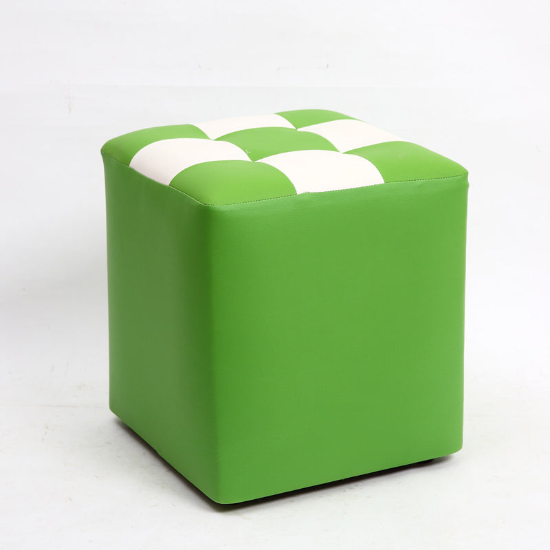 Purple Modern Pouf Leather Check Print Pouf for Drawing Room