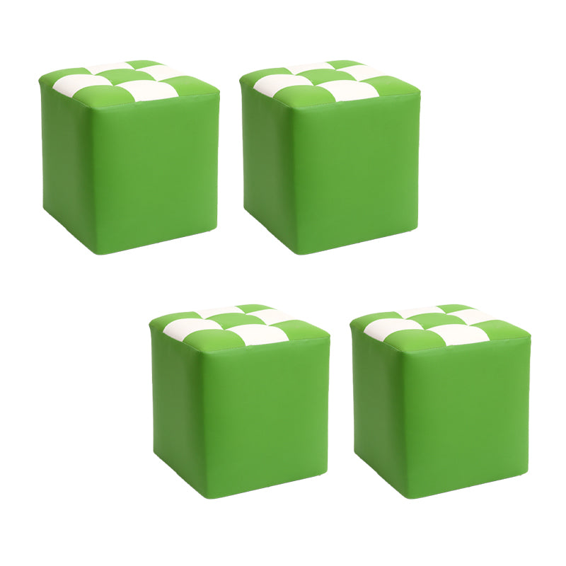 Purple Modern Pouf Leather Check Print Pouf for Drawing Room