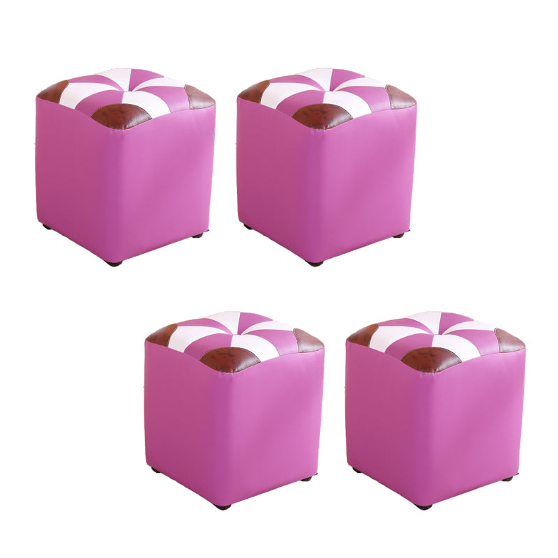 Purple Modern Pouf Leather Check Print Pouf for Drawing Room