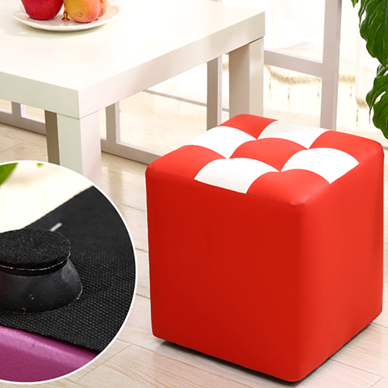 Purple Modern Pouf Leather Check Print Pouf for Drawing Room