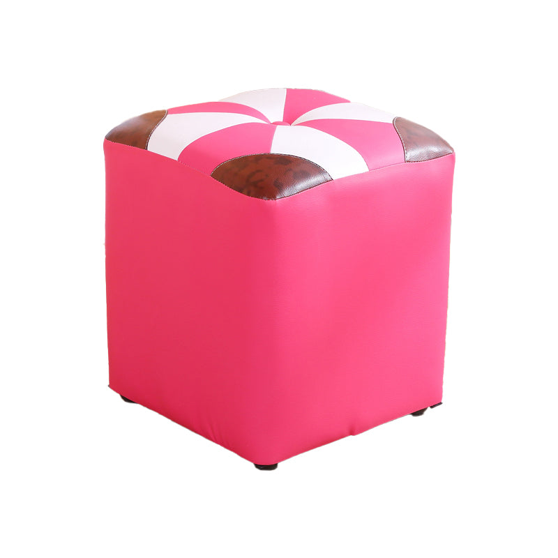 Purple Modern Pouf Leather Check Print Pouf for Drawing Room