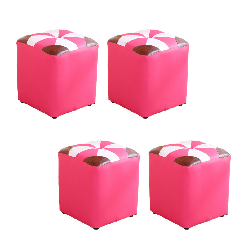 Purple Modern Pouf Leather Check Print Pouf for Drawing Room