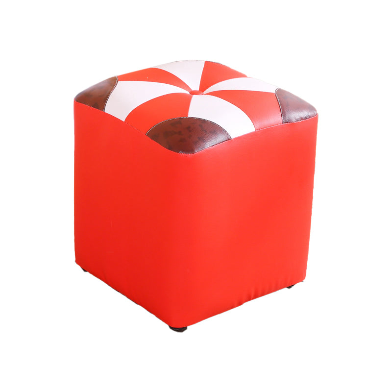 Purple Modern Pouf Leather Check Print Pouf for Drawing Room