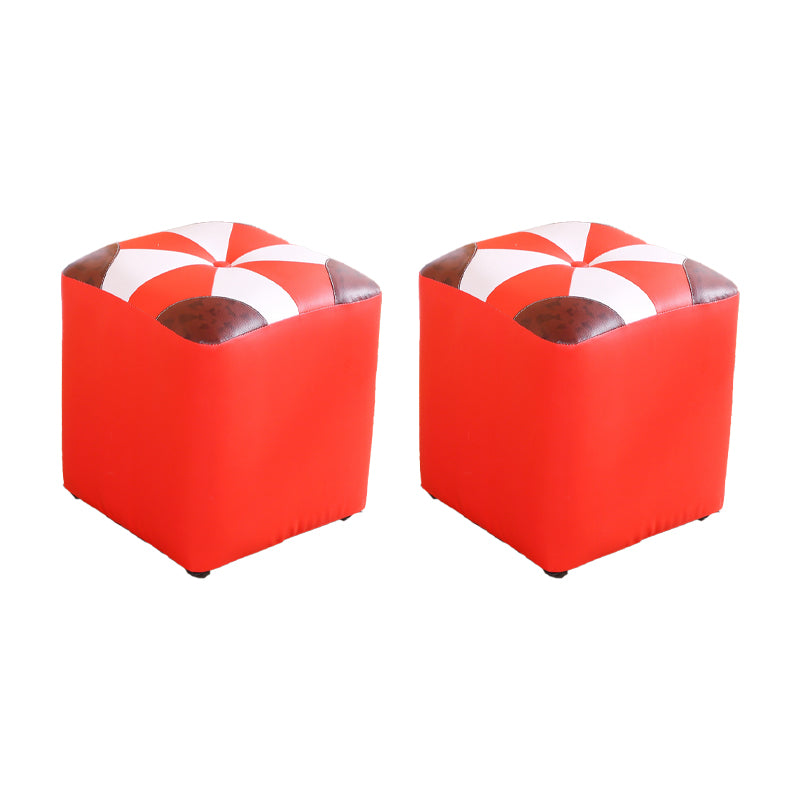 Purple Modern Pouf Leather Check Print Pouf for Drawing Room