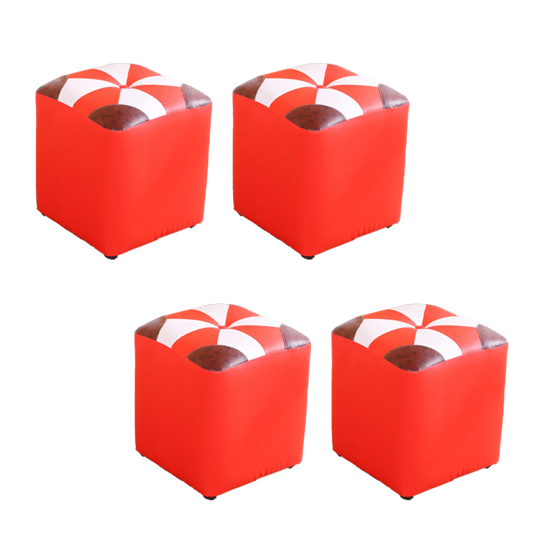 Purple Modern Pouf Leather Check Print Pouf for Drawing Room