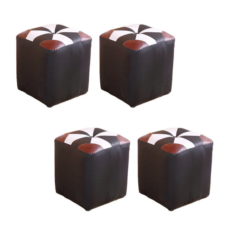 Purple Modern Pouf Leather Check Print Pouf for Drawing Room