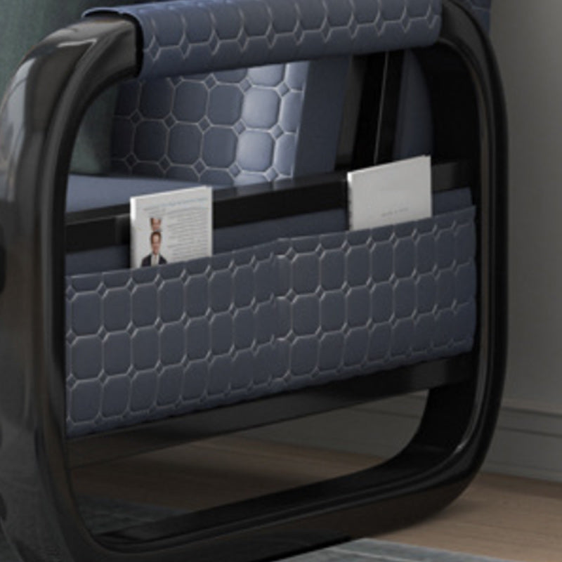 Modern Sofa Bed in Blue Faux Leather Futon And Mattress with Storage