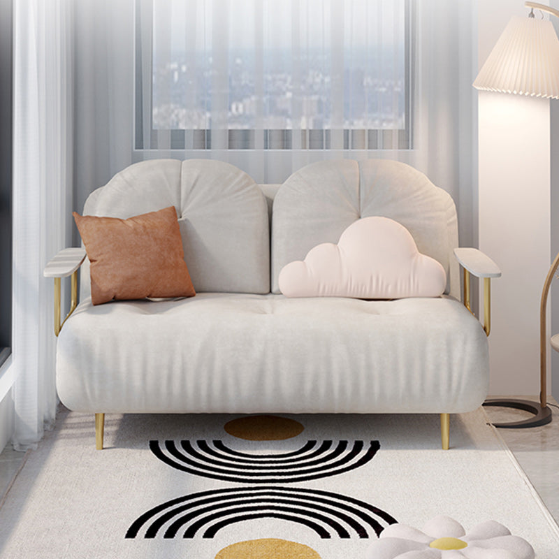 Tufted Glam Convertible Sofa Full/Queen-size Upholstered Loveseat with 2 Pillows