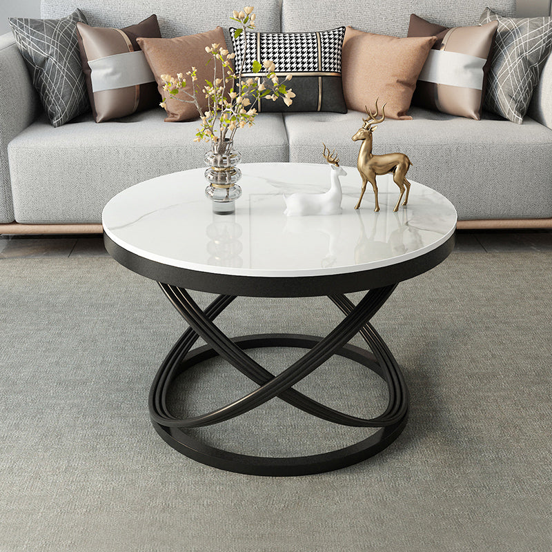 Slate and Metal Single Coffee Table Frame Round Glam Coffee Table