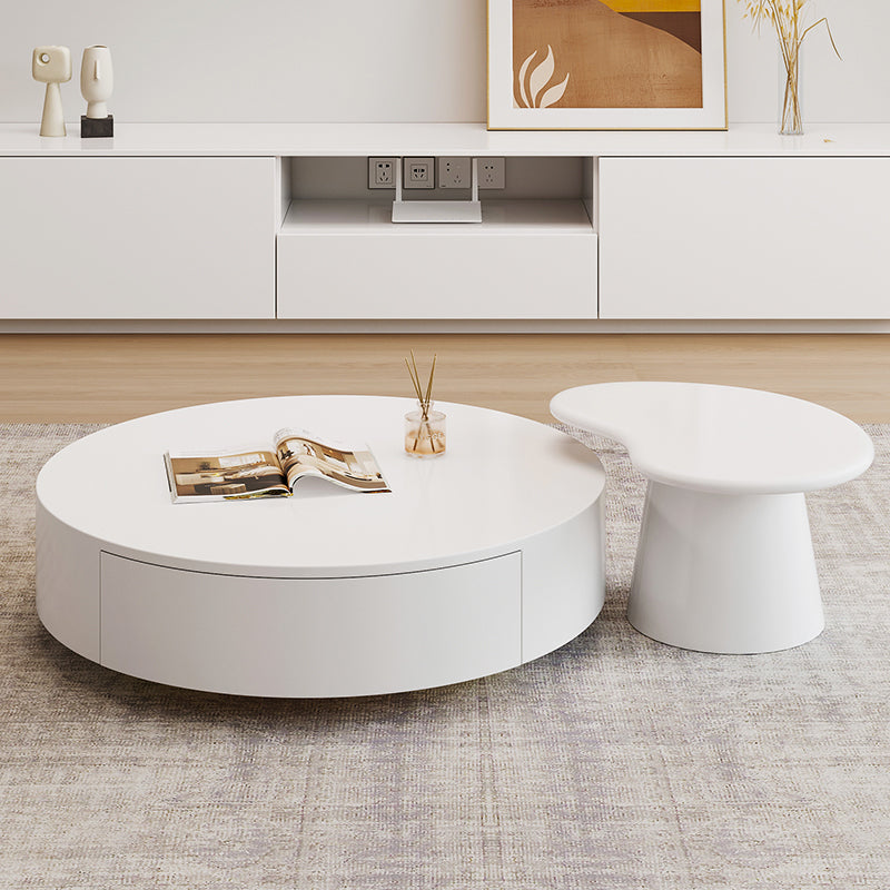 Contemporary Coffee Table White Solid Wood Coffee Cocktail Table