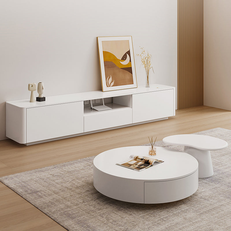 Contemporary Coffee Table White Solid Wood Coffee Cocktail Table