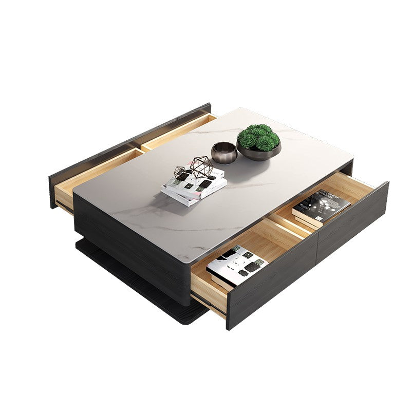 16"H Contemporary Coffee Table Slate Rectangle Single Cocktail Table