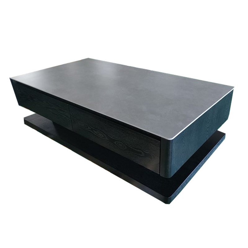 16"H Contemporary Coffee Table Slate Rectangle Single Cocktail Table