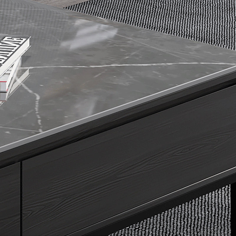 16"H Contemporary Coffee Table Slate 4 Legs Single Coffee Cocktail Table