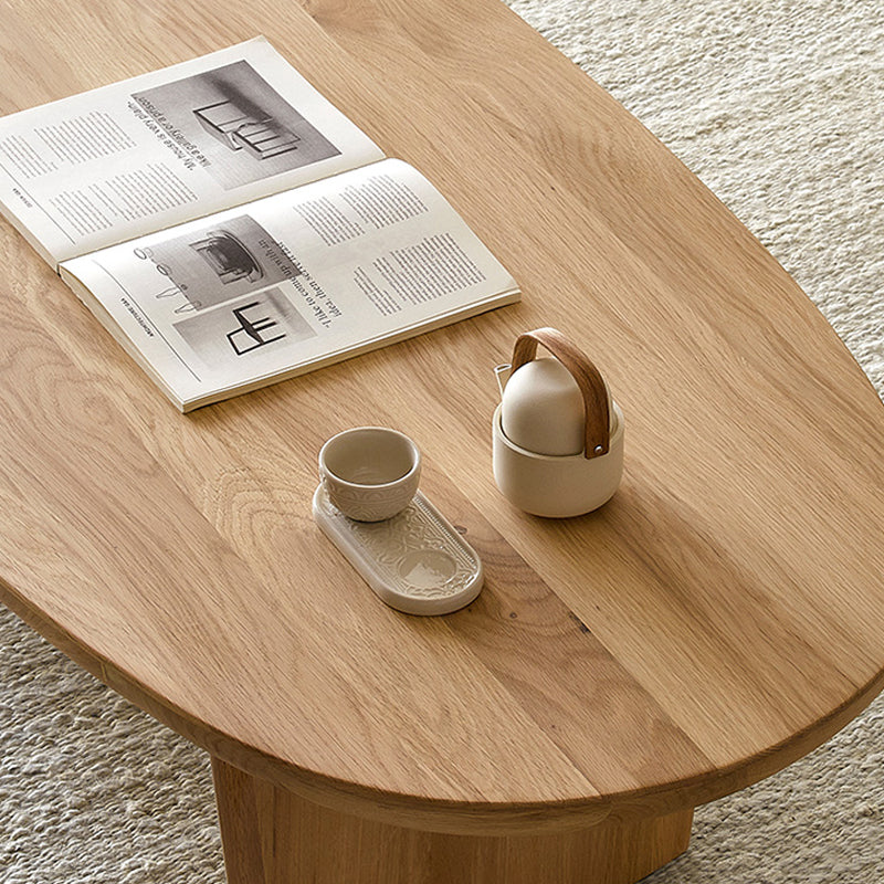 No Distressing Oval Single Coffee Table Sled Solid Wood Coffee Table