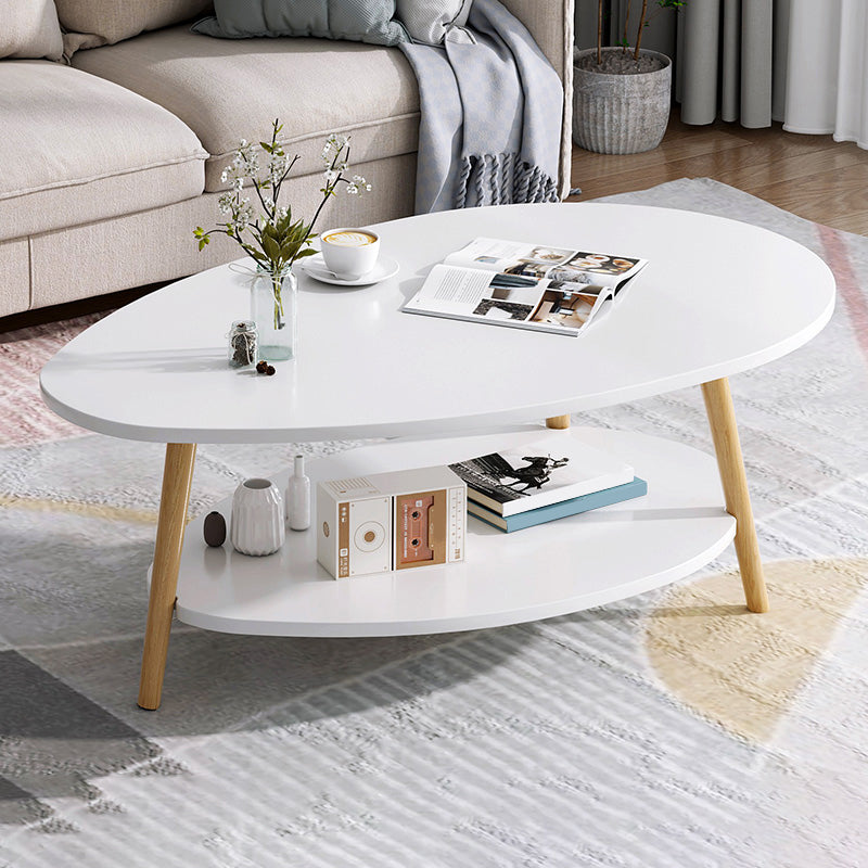 Wood Coffee Table No Distressing Single Coffee Table with Shelf