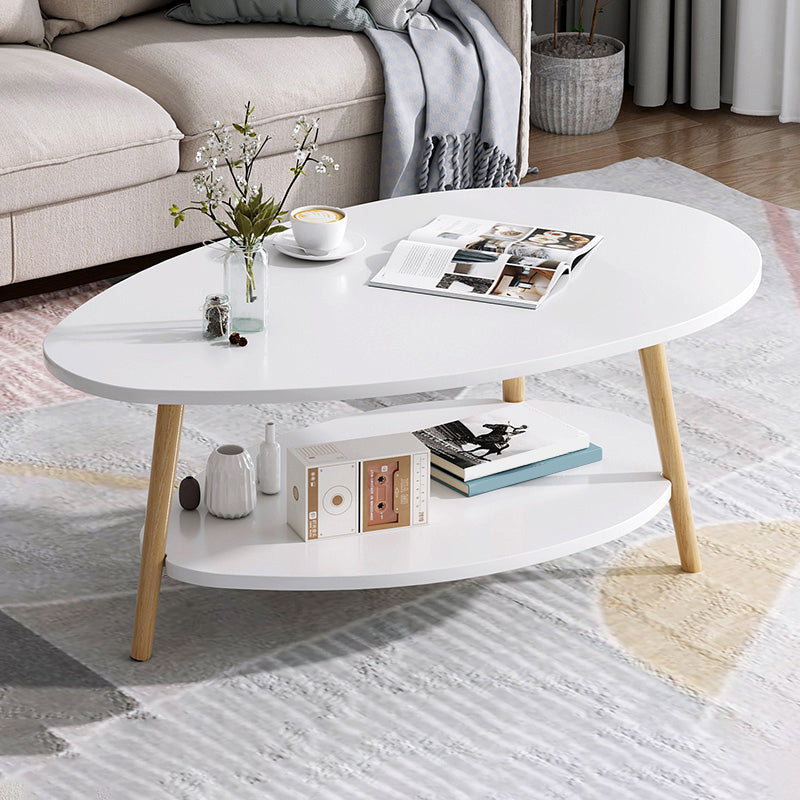 Wood Coffee Table No Distressing Single Coffee Table with Shelf