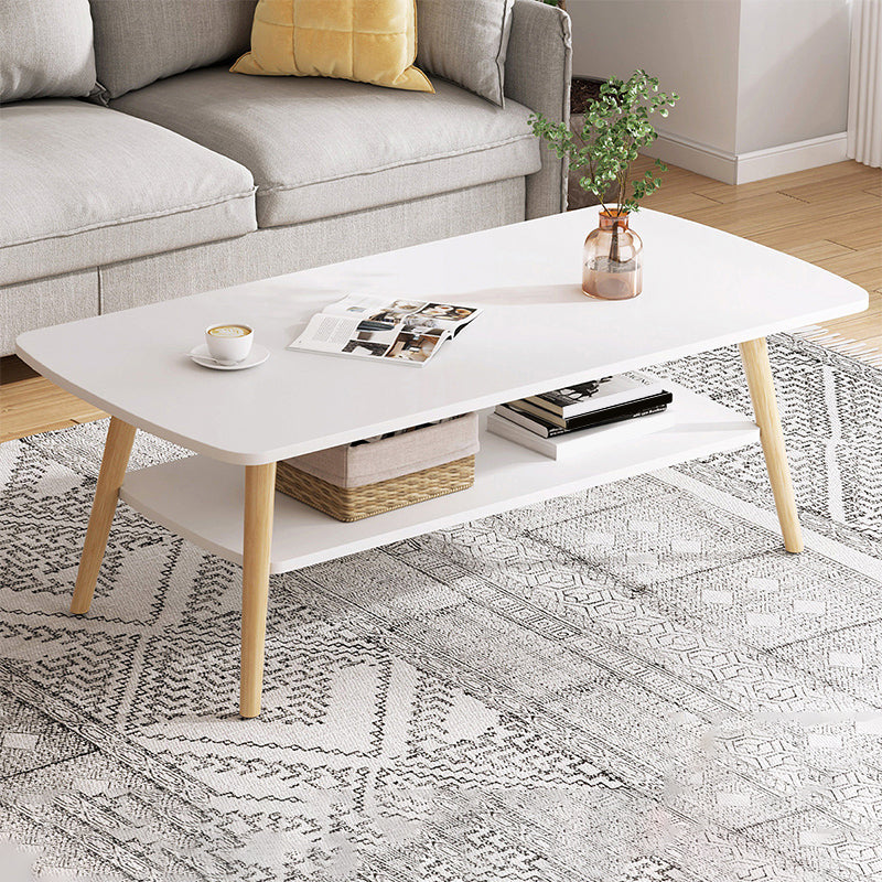 Wood Coffee Table No Distressing Single Coffee Table with Shelf