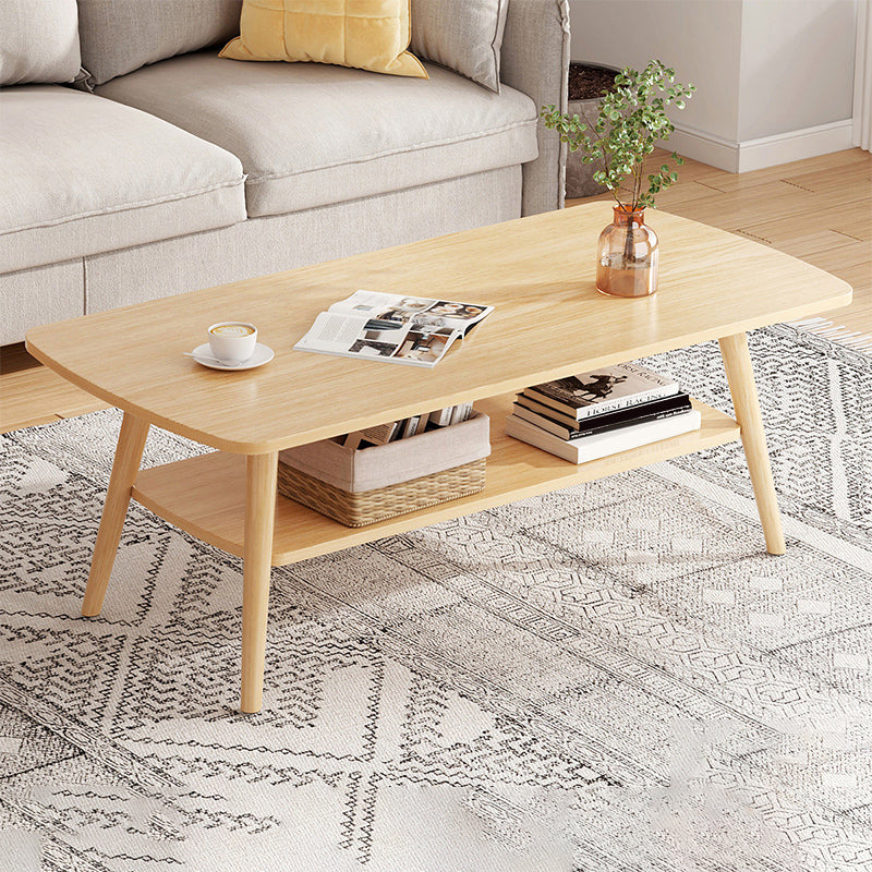 Wood Coffee Table No Distressing Single Coffee Table with Shelf
