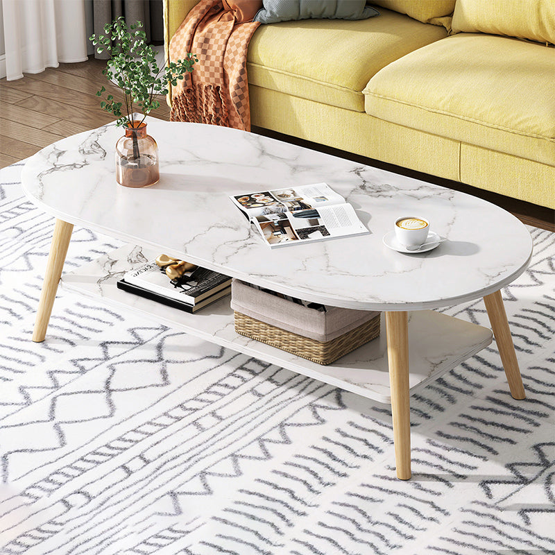Wood Coffee Table No Distressing Single Coffee Table with Shelf