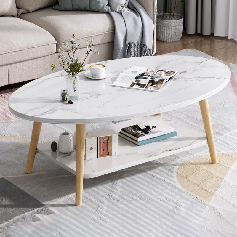 Wood Coffee Table No Distressing Single Coffee Table with Shelf